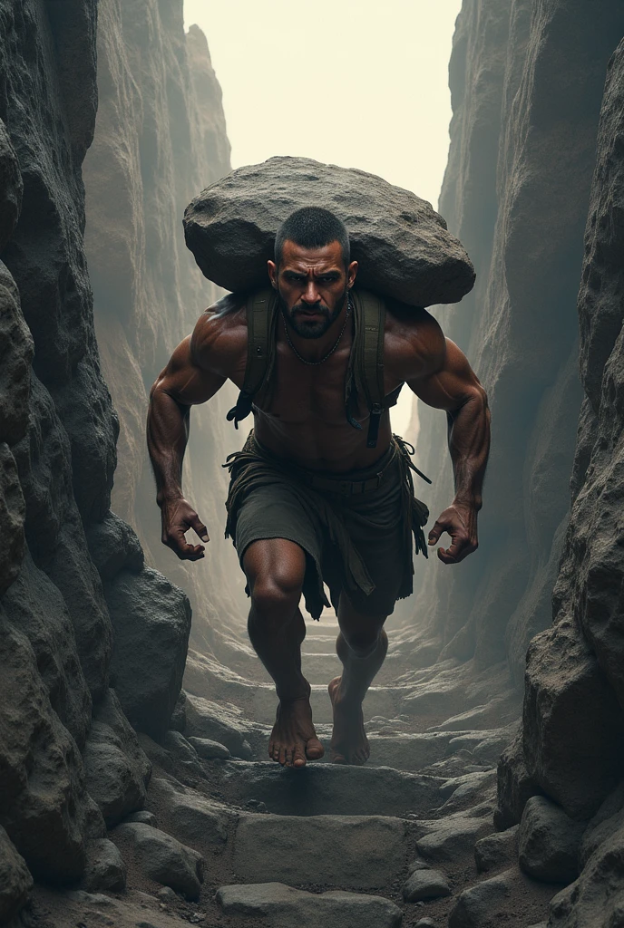 Show me a man pulling a rock with a rope and suffering and there's a black man whipping the man's back