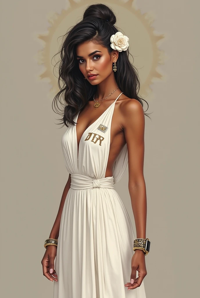 score_9, score_8_up, score_7_up, score_6_up,  1 african girl. 18 year old girl, freckles, young face. cute. . skinny. revealing dress. ballroom.  skimpy white dress. long hair.  brown hair. princess.  brown eyes.  sexy pose.  sexy. golden necklace. golden jewelry.  dark skin. flowing dress. white cloak. beautiful. hair down.