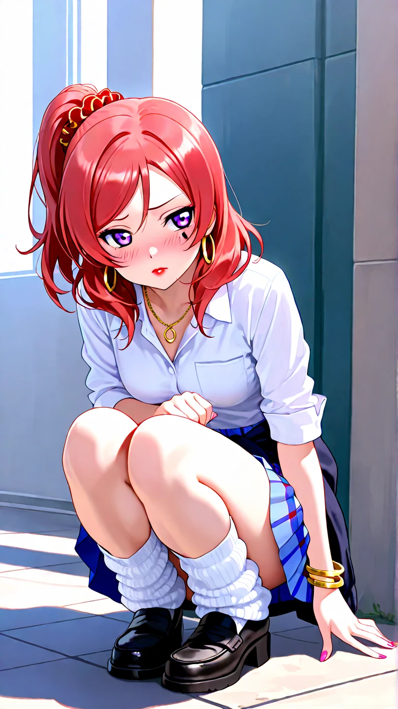 (best quality,ultra-detailed,realistic:1.37),beautiful naughty young woman,long wavy purple hair,soft green eyes,japanese school uniform,sitting on a pumpkin,big bouncing breasts,without panties,vivid colors,realistic Halloween lighting,XXX, she is very ?????