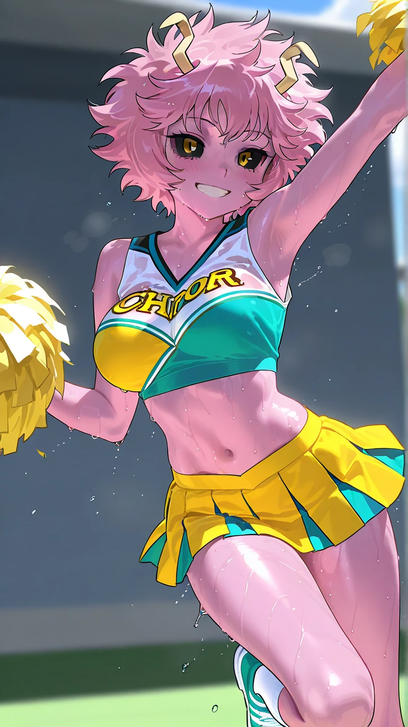 1girl,
BREAK ((1girl, sinon1, scarf, long sleeves, short shorts, hair ornament, hairclip, green thighhighs, green jacket, thigh strap, hand on hip:1))
BREAK ((cheerleader:1.4))
BREAK indoors,
BREAK looking at viewer, 
BREAK (masterpiece:1.2), best quality, high resolution, unity 8k wallpaper, (illustration:0.8), (beautiful detailed eyes:1.6), extremely detailed face, perfect lighting, extremely detailed CG, (perfect hands, perfect anatomy),