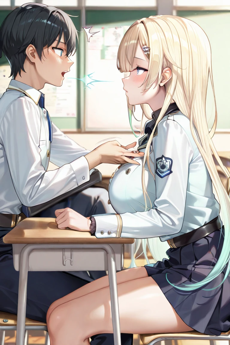score_9, score_8_up, score_7_up, score_6_up, source_anime, highest quality, masterpiece, 1boy and 2girl, group sex, anal sex ,Blowjob, handjob, (1boy, flat chest, medium hair, black jacket, white shirt, black pants, flat chest), (2girl, futanari, medium breast, long hair, skirt, school uniform), (boy pants pulled down to the knees), A beautiful boy with long hair is being gang-raped by two futanari girls, the futanari girl's penis is inserted into the boy's anus, the futanari girl's penis is inserted into the boy's mouth, the futanari girl grasps the boy's penis, toilet