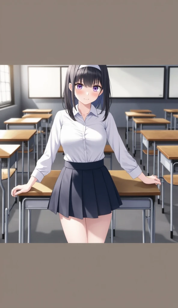 masterpiece, best quality, CG, wallpaper, HDR, high quality, high-definition, extremely detailed, xenoschool, school uniform, indoors, classroom, school, sitting, chair, desk