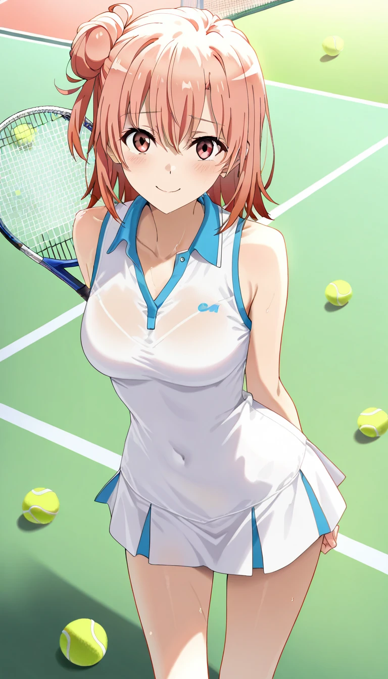 1girl, sakimiya iruka, dolphin wave, red hair, one side up, green scrunchie, hair ornament, green eyes,
tennis uniform,
cowboy shot,
masterpiece, best quality, very aesthetic, newest, cinematic lighting, highres, absurdres, incredibly absurdres,