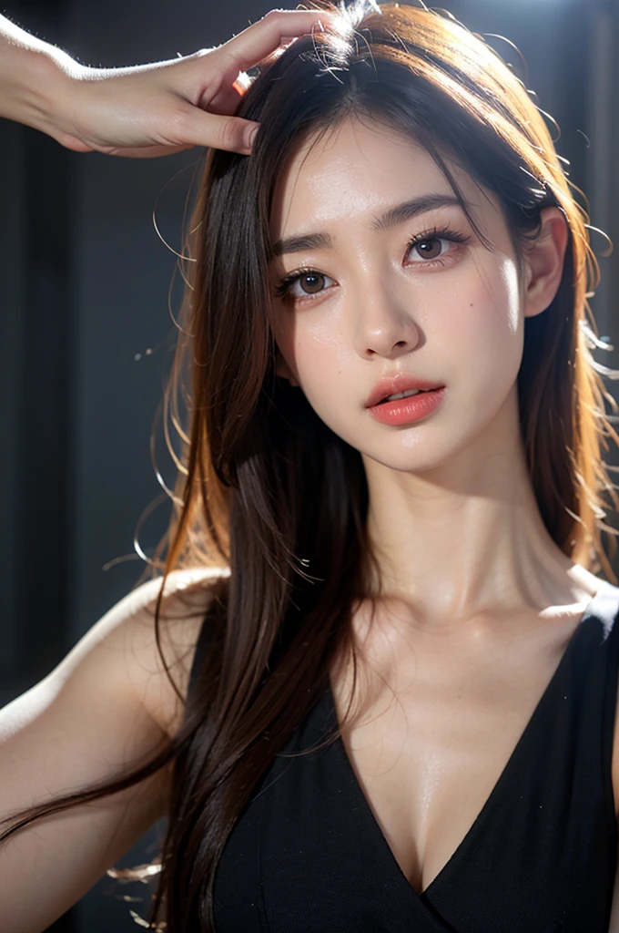 ((Best picture quality, 8K, tmasterpiece:1.3)), 1girll, Beautiful woman with slender abs:1.3, (Casual hairstyle, No leakage of big breasts:1.2), Low-cut bra,Super large,Ultra-fine face, A detailed eye, 二重まぶた,ssmile,Home,The figure is very bad,tiny small waist,Super big breasts,Close-up,Close-up chest,White-skinned,The background is casual,Close-up Shot Shot