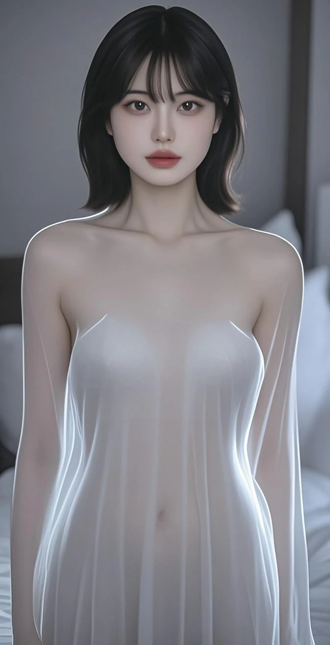 ((最大16K解像度のmasterpiece:1.6)), beautiful, Highest quality, Absolutely wonderful, high detail, Ultra-high resolution, masterpiece, Real, Realistic, The depth of the written world, Cinematic Light,
One elegant mature woman, Long black hair, beautiful顔, Highly detailed facial expressions, Gentle expression, Transparent white skin, Very delicate skin texture, Superb proportions, Anatomically correct body,
Elegant high leg swimsuit, snow-white color, Fine fabric texture、
Black Background,
Focus on the upper body,((Close-up of face:1.5)),