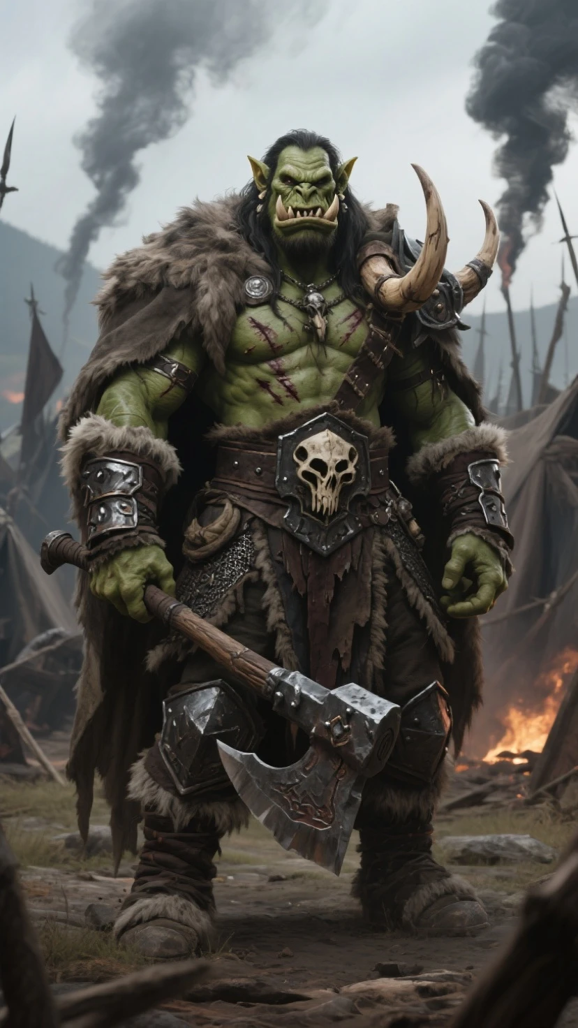 cinematic photo western fantasy, a fierce Orc Destroyer, .35mm photograph, film, professional, 4k, highly detailed.