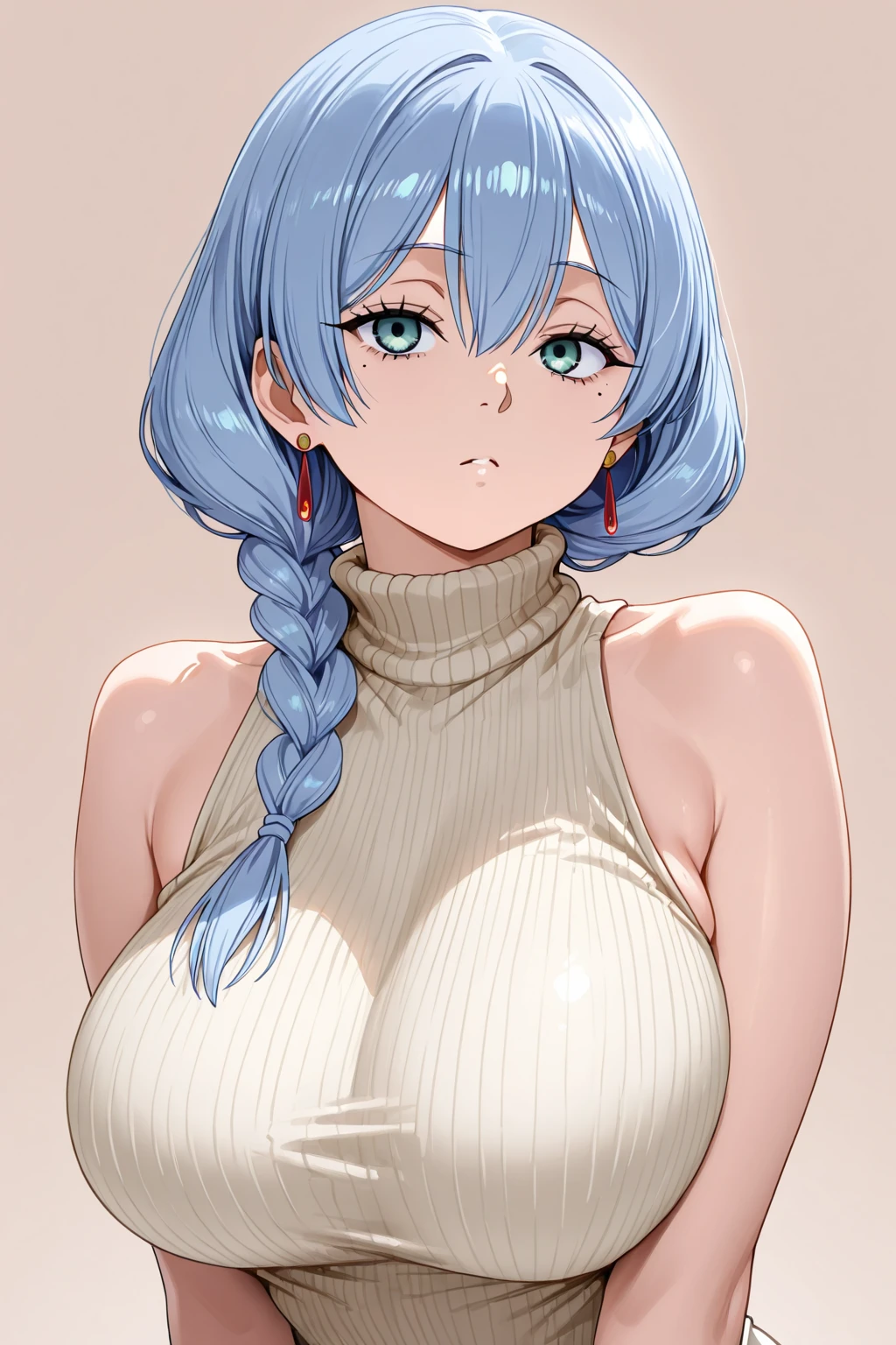 Generate a girl with face like this. Should have mature lactating tits with pink nipples 