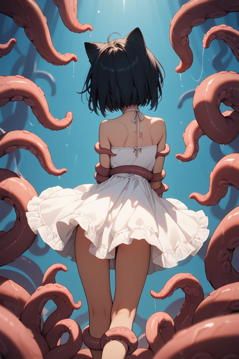 score_9, score_8_up, score_7_up, source_anime, best quality, masterpiece, official art, absurdres, highres, ultra-detailed,waifu2x,break,1girl,  tomboy, dark-skinned female, short hair, low ponytail, small breasts, beautiful detailed eyes, sweat, tentacles, tentacles sex, vaginal sex, clothed sex, rape, pussy, pussy juice, heavy breathing, sexual climax, trembling, orgasm, outdoors, wind, break,(clear line illustration:1.2),very high resolution, very aesthetic, super detailed skin, Best sexual lighting powered by famous artist, 8k,cute picture,beauty illustration,photoshop_(medium),,(Detailed Lighting),best anime 8k konachan wallpaper, pixiv contest winner,
