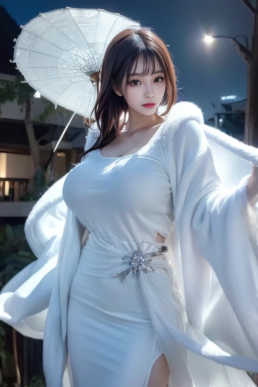 lifelike, high resolution, soft light,1 female, alone, Buttocks up, shiny skin, (Detailed face),tattoo, jewelry, winter clothes, coat, snow, night, curls, beautiful soldier, catch the audience's eyes, Lover's perspective, invitation expression, sexy smile, perfect style, Perfect balance, Delicate skin, naughty look, chest visible