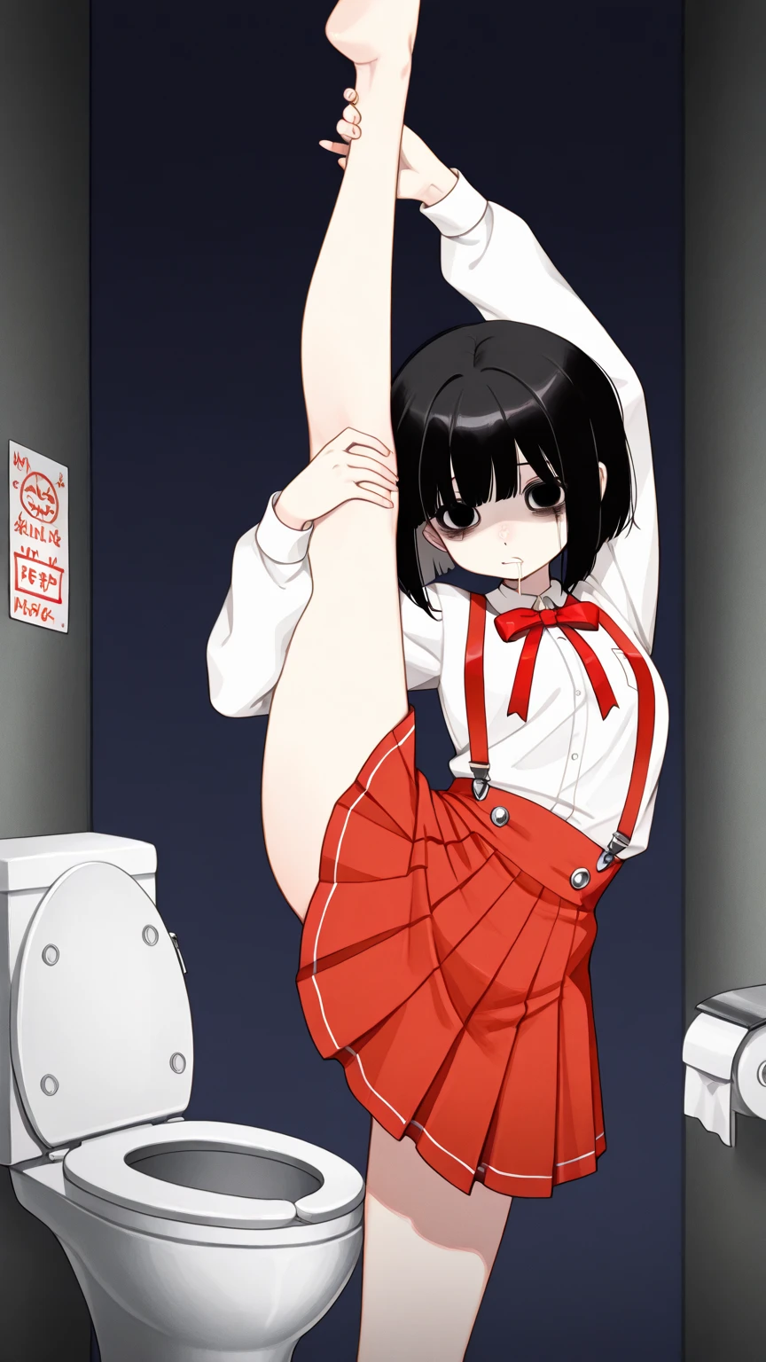 An 18 year old girl stranding in the middle of a busy street BREAK (completely nude:1.2), (naked:1.2), Wearing white ankle socks only, clear and detailed face (embarrassed, panicking, upturned eyes, full-face blush, open mouth, parted lips:1.3)