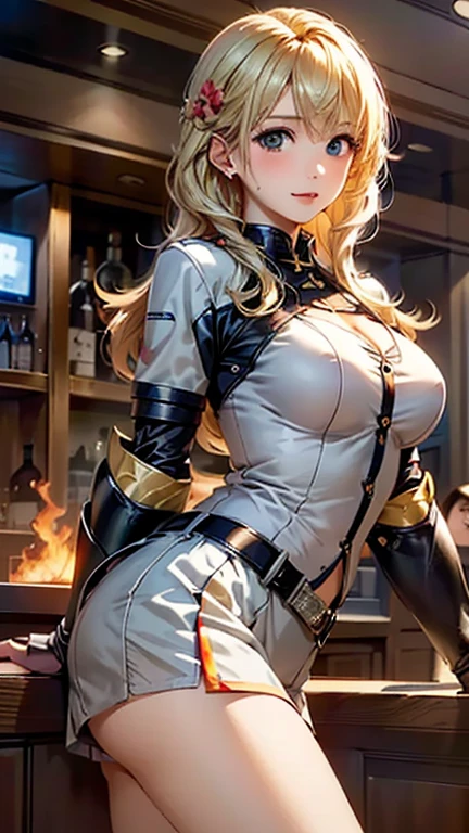 (masterpiece, highest quality, best quality, official art, beautiful and aesthetic: 1.2), (1girl), extremely detailed, (fractal art: 1.3), highest detailed, upper body focus, upper body, HDR, ), vivid visual effects, (dynamic stripes, luminous traces: 1.2), completely naked, abs, muscular, ass, ass focus. Looking at viewer, sitting at a office table, office, dominant, annoyed expression, frustrated, sitting, huge breasts, boob window, naked breasts, breast window , Detailed face, perfect face, (integra hellsing cross bet blindfold), wearing overall jumpsuit, overall jumpsuit