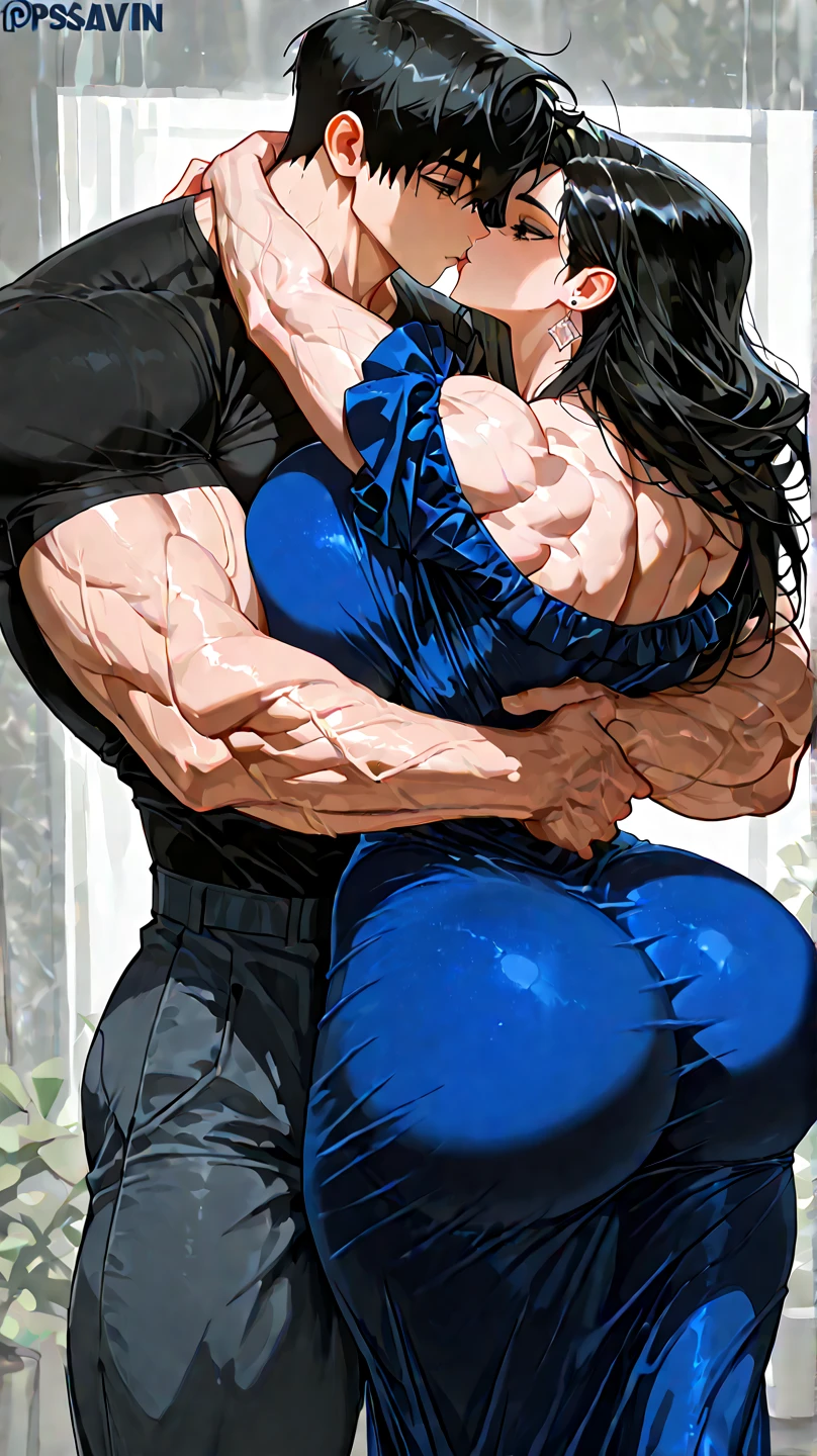 Woman in black bikini and small man in white shirt, weak and small man, thin and small physique, Very beauthful. , ,weak and defenseless man, small physique, , muscular ultraviolent woman, muscular and scary, absurdly huge physique, big muscles, extremely muscular woman, woman stepping on man, small man being stepped on by woman,