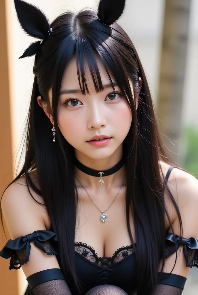 highest quality,best image,Japanese,big breasts,long black hair,beautiful girl,Gothic Lolita