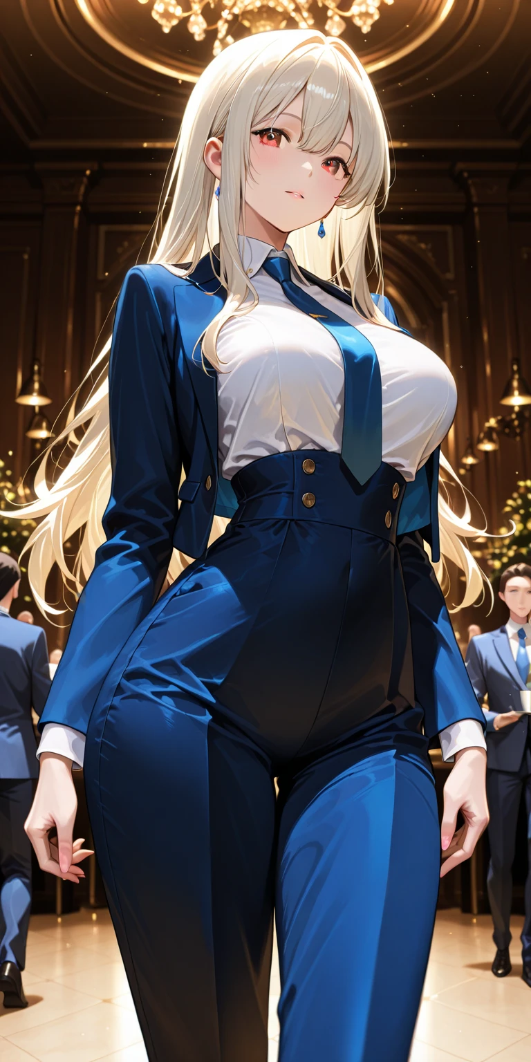 A woman wearing a white long-sleeved t-shirt, black office girl skirt, black transparent tights, black heels, big breasts, wearing a luxury fur cape, long cape, cape with white details, long blonde hair, blue eyes, smiling , standing, in a luxury office with white walls, luxurious blue glass window, luxury weights,,UHD , prime work , accurate , anatomically correct , textured skin , super details , high quality , best quality, 8k, high resolution, bokeh effect. (woman alone), close view. realistic
