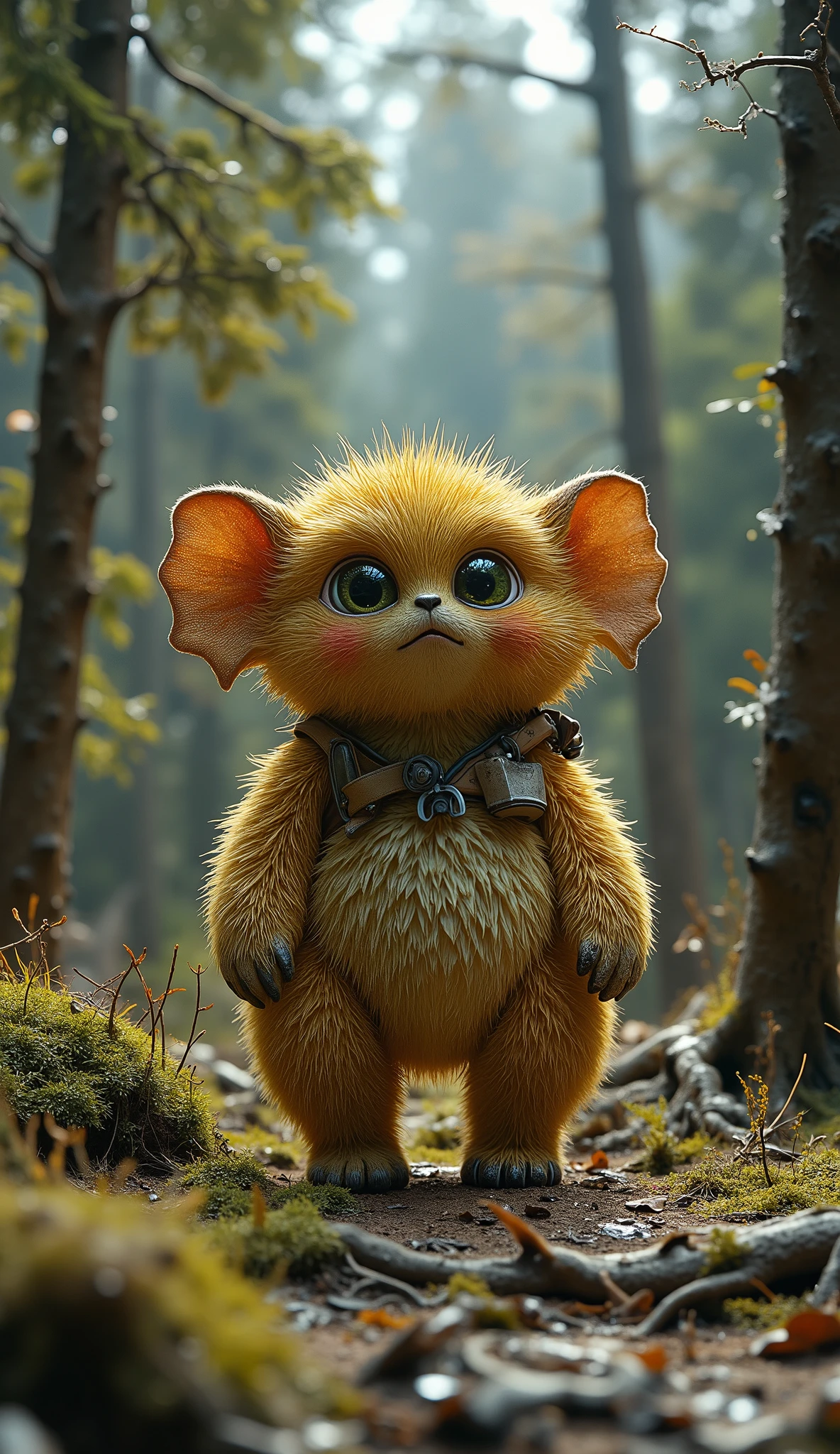 live-action、real、8K、HDR、In the woods、A cute monster of a strange breed lives