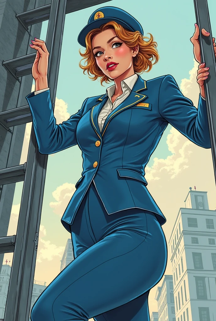 <lora:Will Eisner Style:1>Will Eisner Style - high resolution, clear, high quality,by Milton Caniff,Long-haired female agent in tights stands on a tall building overlooking the square with a huge full moon in the background