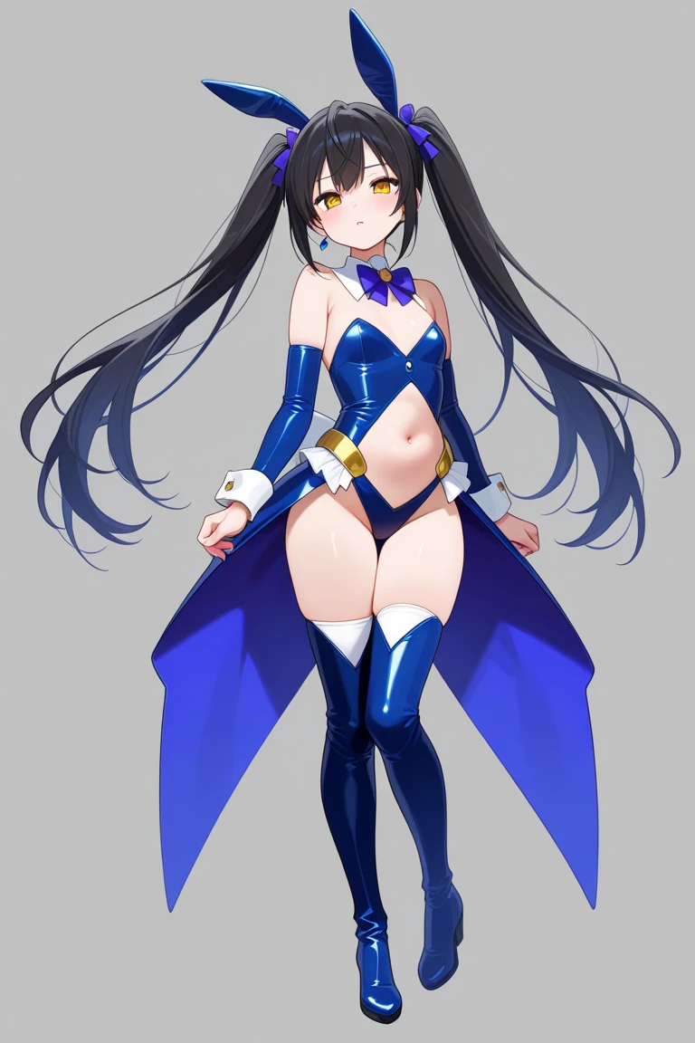 best quality solo girl simple background full body standing muscular girl black hair yellow eyes solo