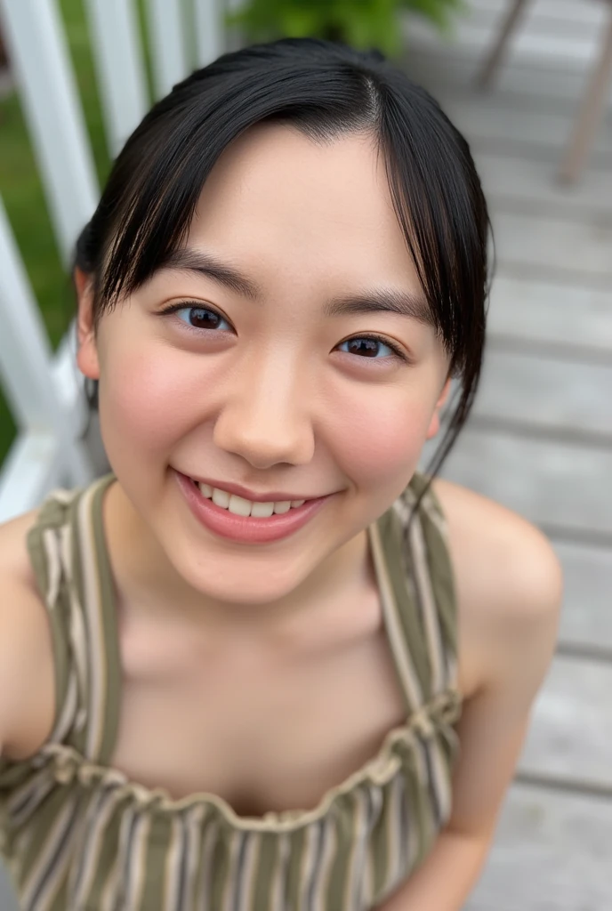 summer、On the way to school、(upper body shot), topless

