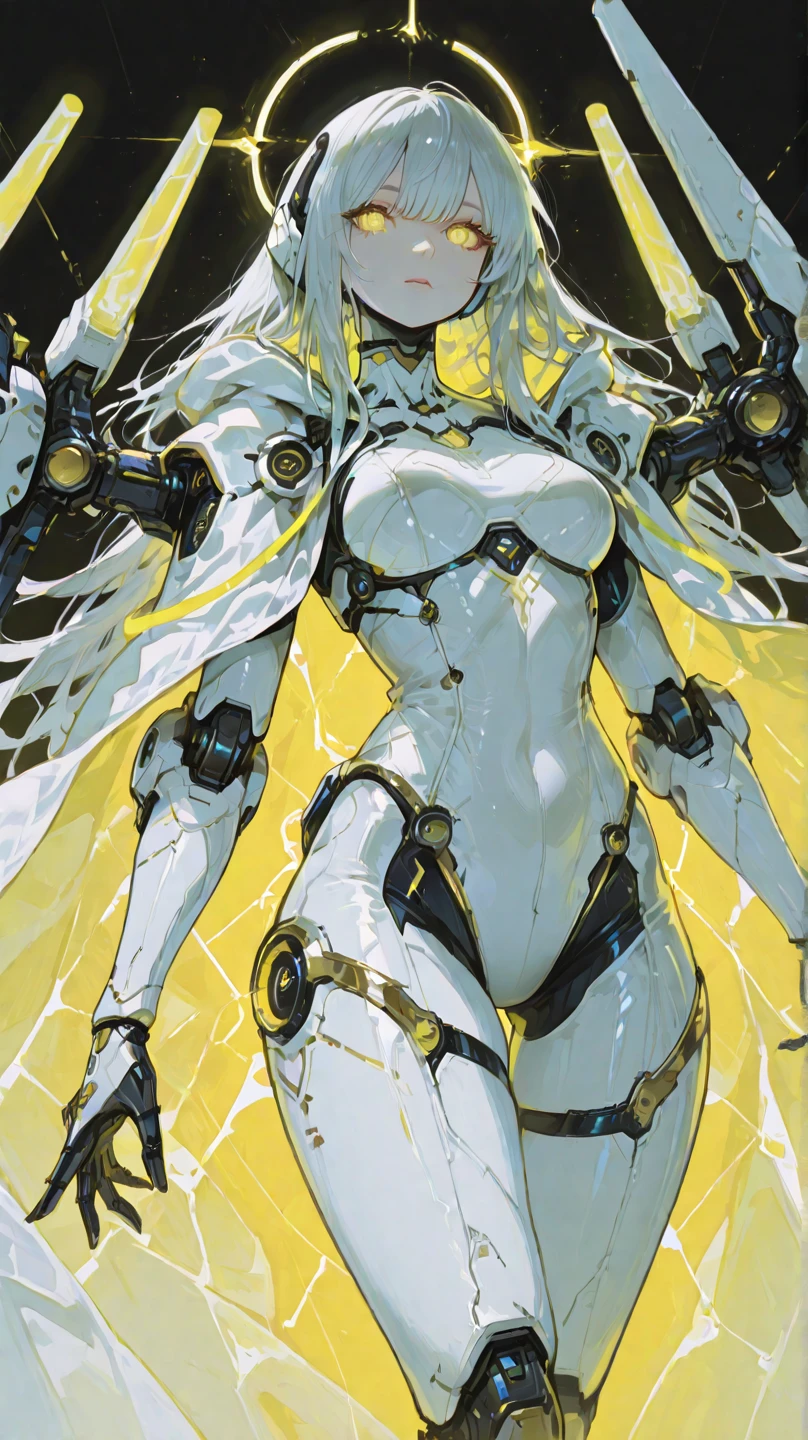 ((((masterpiece, 32K, high quality, very_high_resolution, large_filesize, full color)))), ((nsfw)), (((Hatsune Miku VOCALOID))), (twintails), ((long hair)), ((grey skin:1.4)), (silver metal hair), ((full nude)), upper body, (Limb restraints with arms outstretched), be taken in by a machin, ((Mechanical tentacles entwine around the body)), the body is part of the machine, fear and despair, both eyes closed, The body surface is dyed with a silvery film, silver skin, silver hair,restrained, (The machine takes in the girl), The lower body is assimilated with the machine, Ultimate physical beauty, ((inside the dark gundam cockpit)), (body glowing silvery), (super detailed skin), high resolution, high quality, CG, (body_unite), (tentacles), (liquid metal girl)