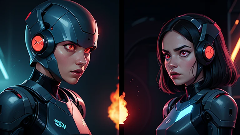 (masterpiece), best quality, ((1 girls)) (cleavage), ultra-realistic, 8k, stunningly beautiful, intricate details, realistic, high saturation,
(Widowmaker_(\overwatch\), black ponytail hair, ((red skin:1.4)), yellow eyes, (black bodysuit:1.1), visor, corneo_widowmaker:0.7,)
(Mercy_(\overwatch\)
