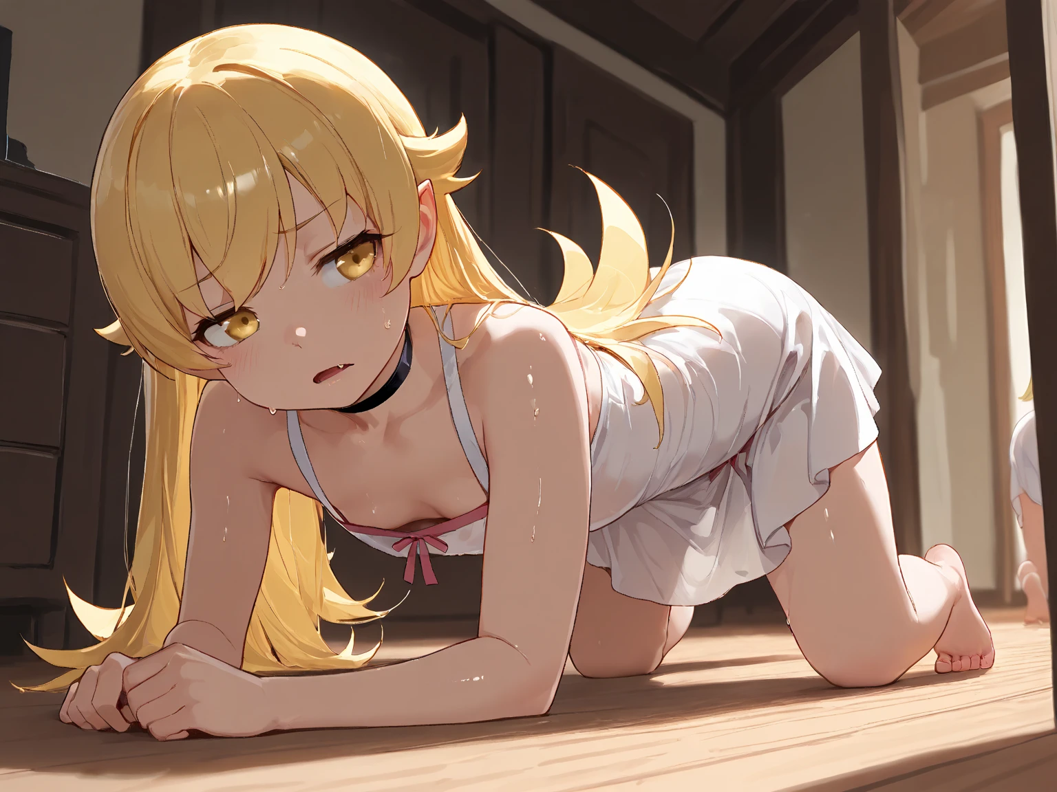 (((masterpiece))), best quality, highly detailed,extremely detailed CG unity 8k wallpaper,illustration, solo,one female,1female,da,bare leg,black penties,black bra,small breast,dark blue eyes,medium hair,blonde ,small breast,living room,dark room,solo female,shy,night, crying face,,sitting on the ground,bare feet,wet,belly,extreme close-up,close-up to belly,PANTYHOSE,hands on belly,coving the belly with hands,angle from top,looking up