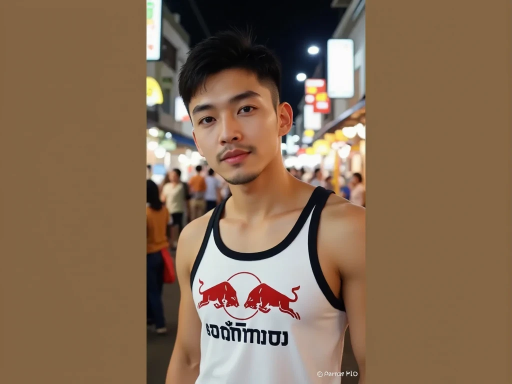 photorealistic, best quality, masterpiece, extremely detailed, sexy, homoerotic, extremely handsome, 25 year old vietnamese man, very muscular bodybuilder, fitted graphic print tshirt, tight jeans, big smile, happy, sitting on carousel horse merrygoround, at funfair carnival, at midnight, ambient lighting, dramatic shadows, extremely romantic atmosphere, perfect face, perfect fingers, perfect hands, perfection