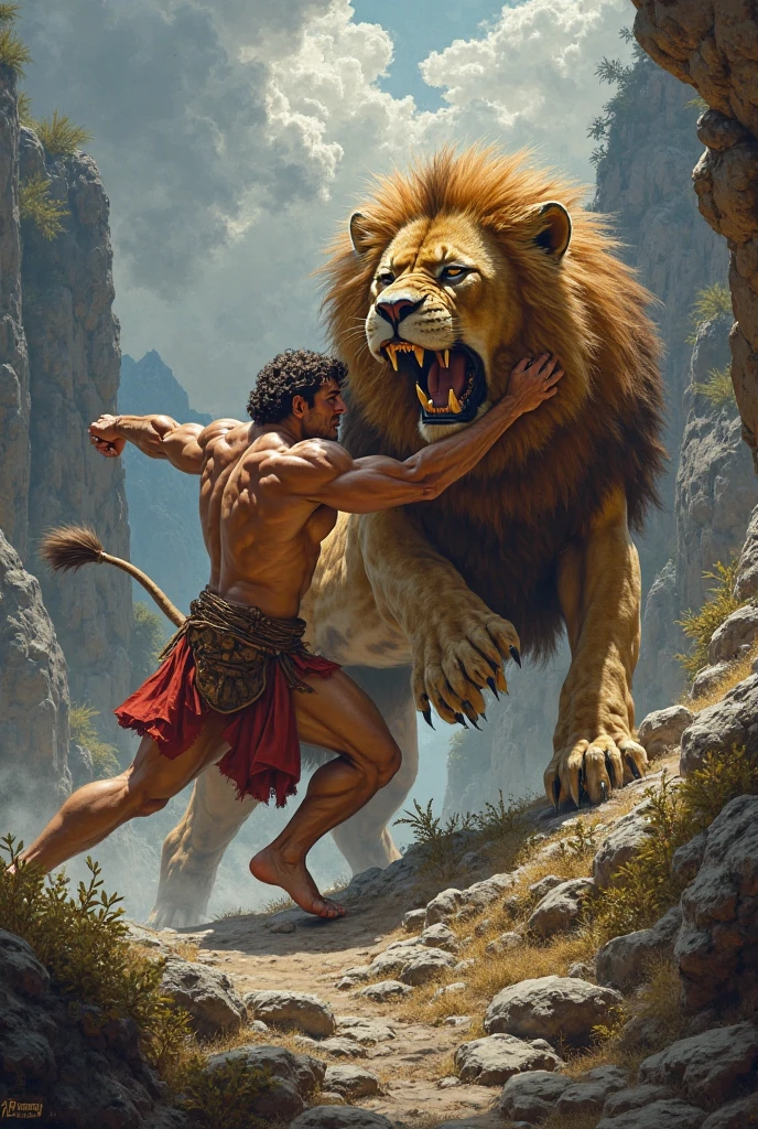 Hercules fighting a giant lion --auto