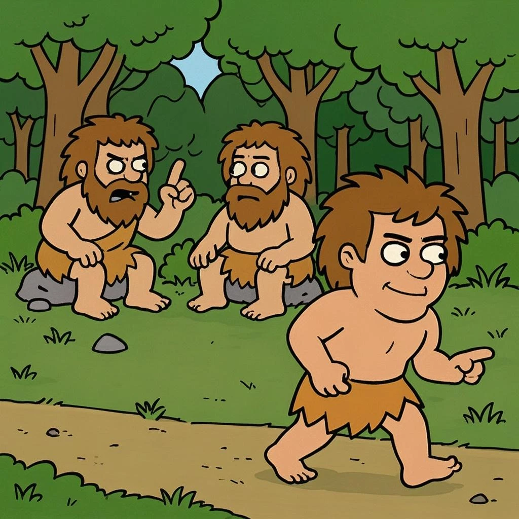 Make a comic strip without color drawing only about the theory of evolution