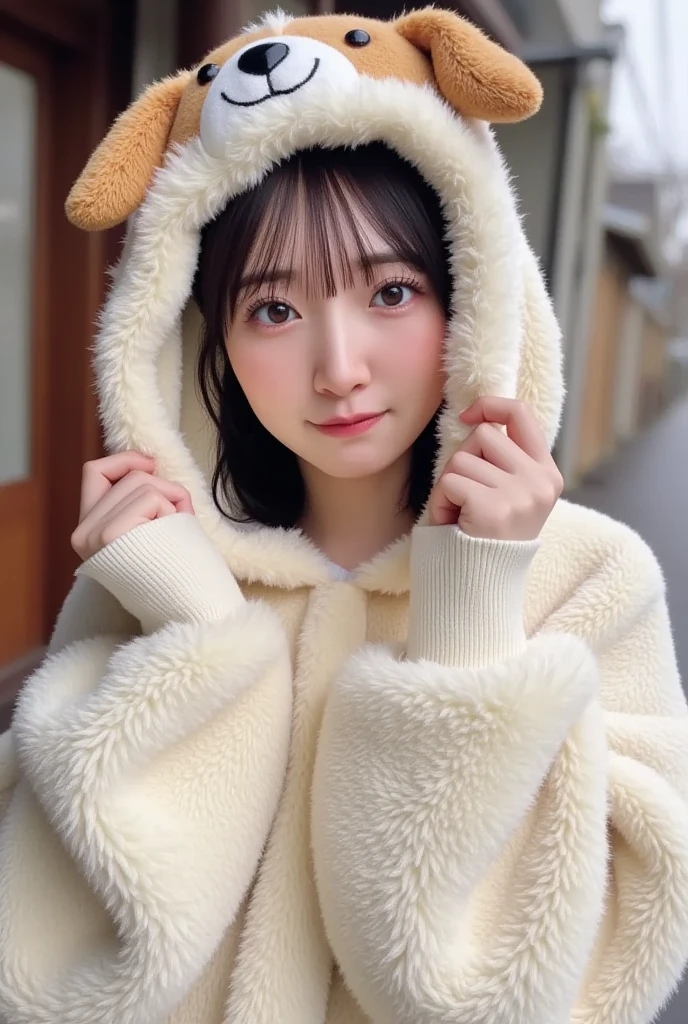 Arakfi girl sitting on bed with blanket over her head, Urzan, 2263539546], designed for comfortable aesthetics! , Dilababadil Murrat, 8K)), E-girl, electronic girl, high-quality material BSSRDF, 1285445247] Hands on the back