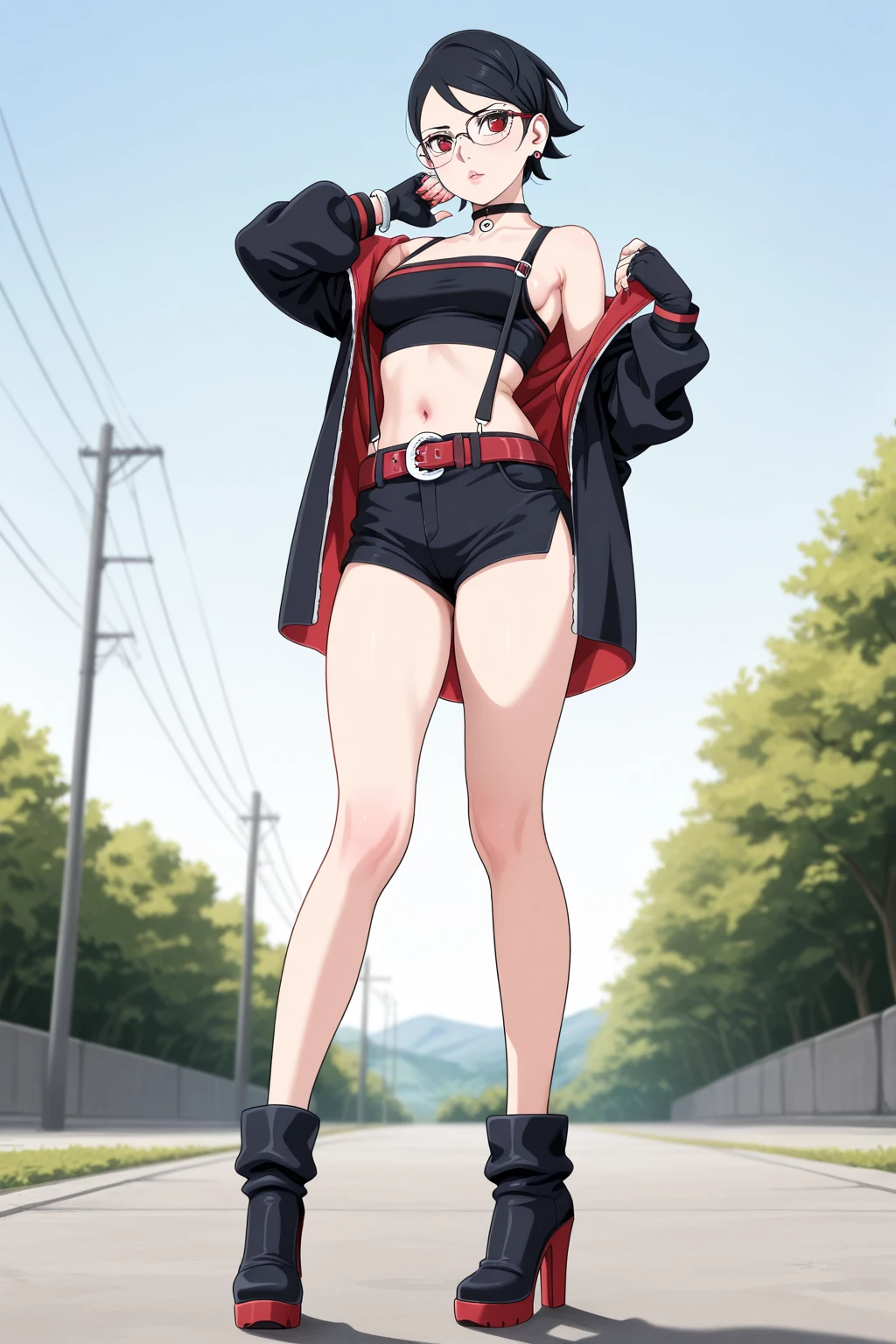 score_9, score_8_up, score_7_up, score_6_up, score_5_up, score_4_up, BREAK,blunt bangs,Gray Hair,Yellow Eyes,ponytail,big breasts,,Overflowing breasts,cap,Sports bra,Jacket,Shorts,.boots,Street fashion,Erect nipples,Underboob,White background,Are standing,Used Condoms,fine anime screencap_xl, anime screencap