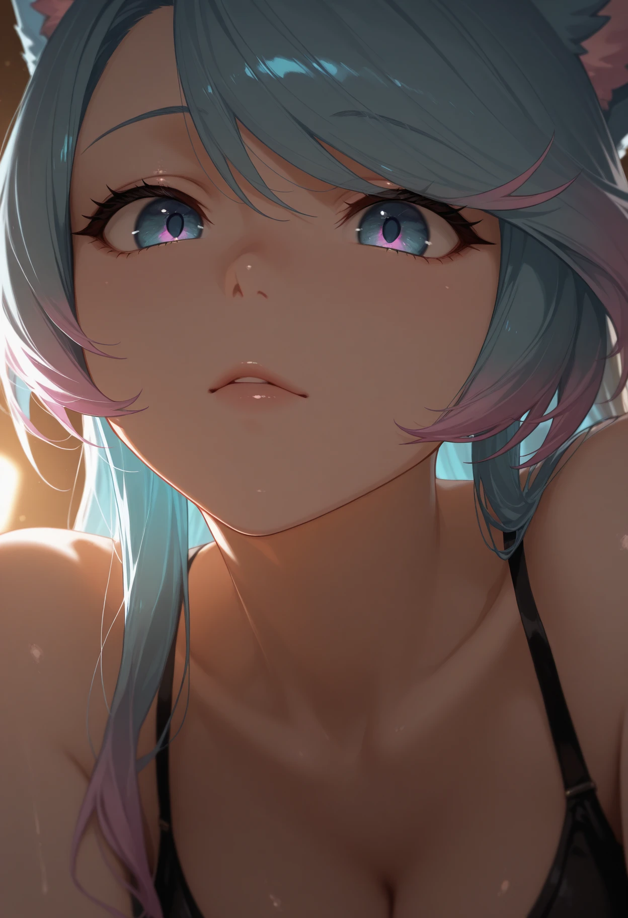 a nude woman with beautiful detailed eyes, beautiful detailed lips, extremely detailed eyes and face, long eyelashes, delicate skin, serene expression, flowing hair, elegant pose, soft lighting, dramatic shadows, cinematic, painterly, muted color palette, atmospheric, ethereal, high quality, 8k, photo-realistic
