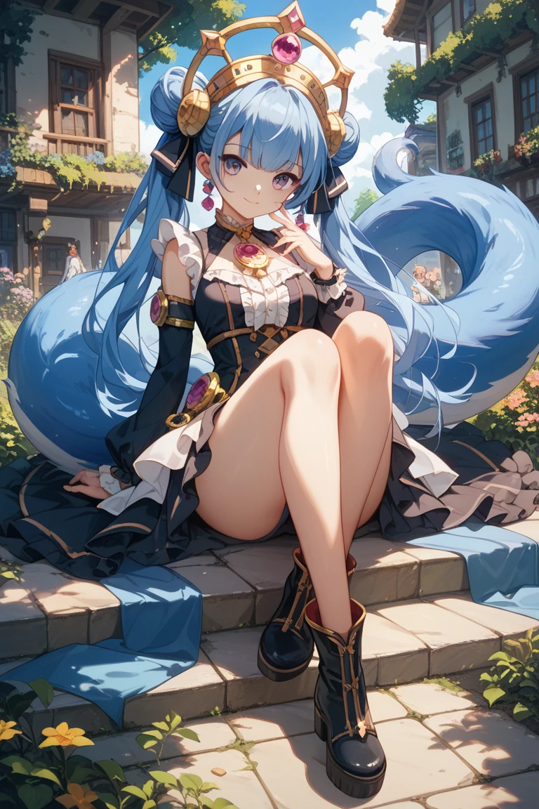 masterpiece), best quality, expressive eyes, perfect face,nsfw:1.1,full body,breathless,full-face blush,embarrassed,shackles,restrained:1.1,one eye closed:1.1,outdoors,covering chest by hand,thong
