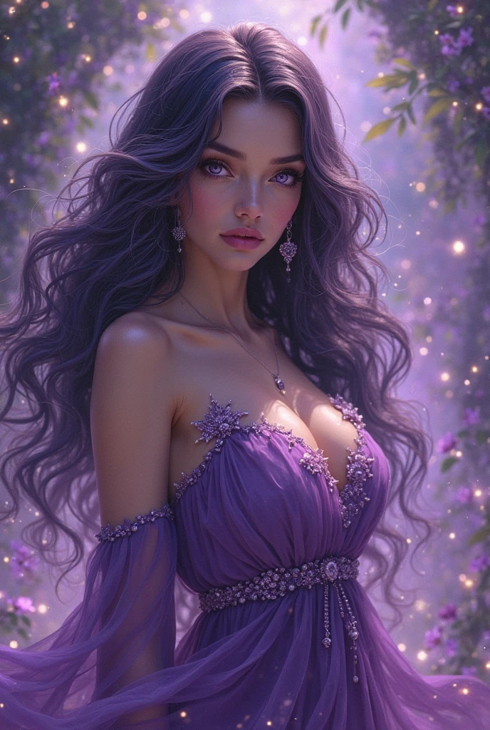 a woman with long purple hair holding a flashlight in her hand, retrato bonito da arte da fantasia, bela arte de fantasia, estilo de arte de fantasia, retrato bonito da fantasia, arte digital de fantasia detalhada, arte estilo fantasia, retrato da arte da fantasia, arte digital fantasia arte, arte de fantasia muito bonita, realistic fantasy illustration, arte de fantasia digital colorida, epic fantasy HD art style, arte do retrato da fantasia
