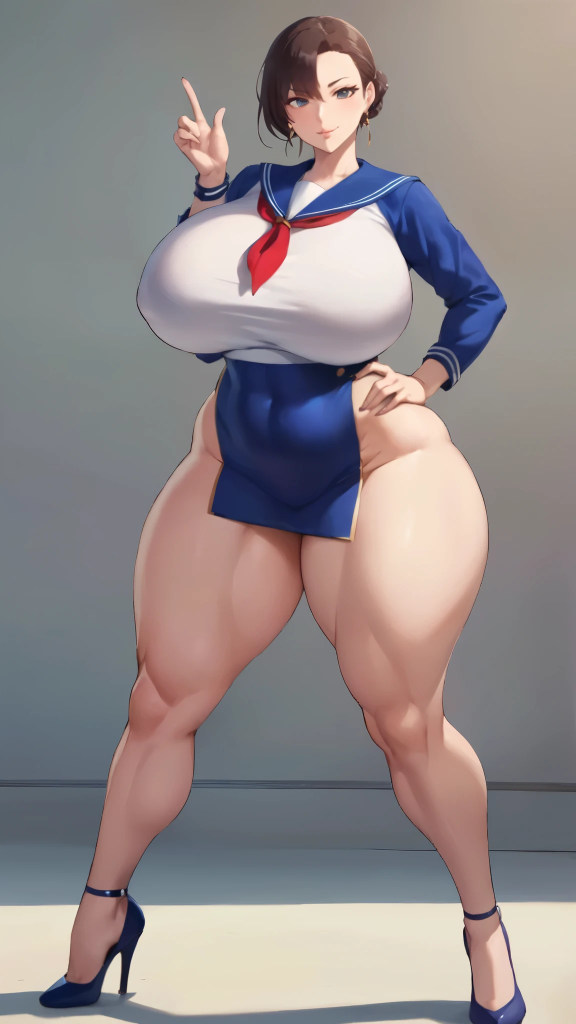 Large Breasts, Big Hips,Full Body Shot, Mature mother, Whipping the lower body, Plump thighs, ox, Seductive mature woman, Perfect body, Plus Size Model,high school girl,Sailor suit, The skirt is short,Mature woman wearing Sailor suit,Chunli