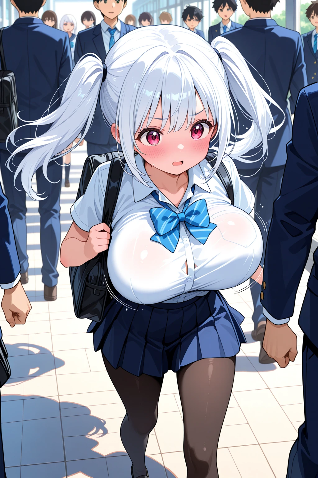 Several women、During commute、Women-only vehicle、Inside a Japanese train、(Huge breasts:1.2、sagging breast:1.2)、Brown Hair、Blonde、Black Hair、Silver Hair、Gal、high school student、OL、