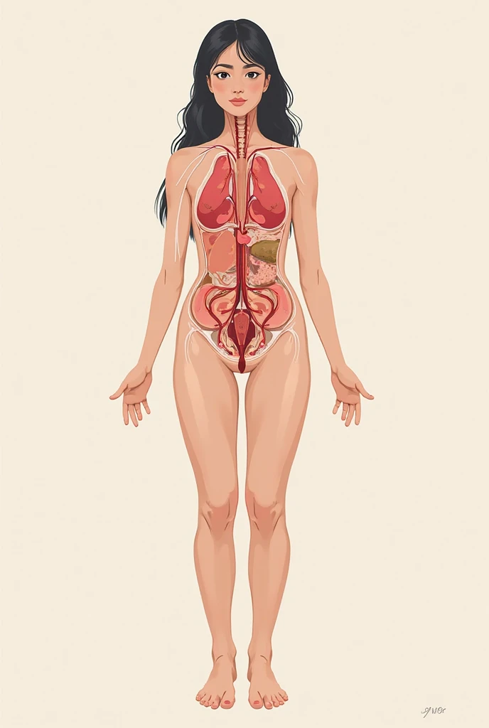 Illustration of female genital organs