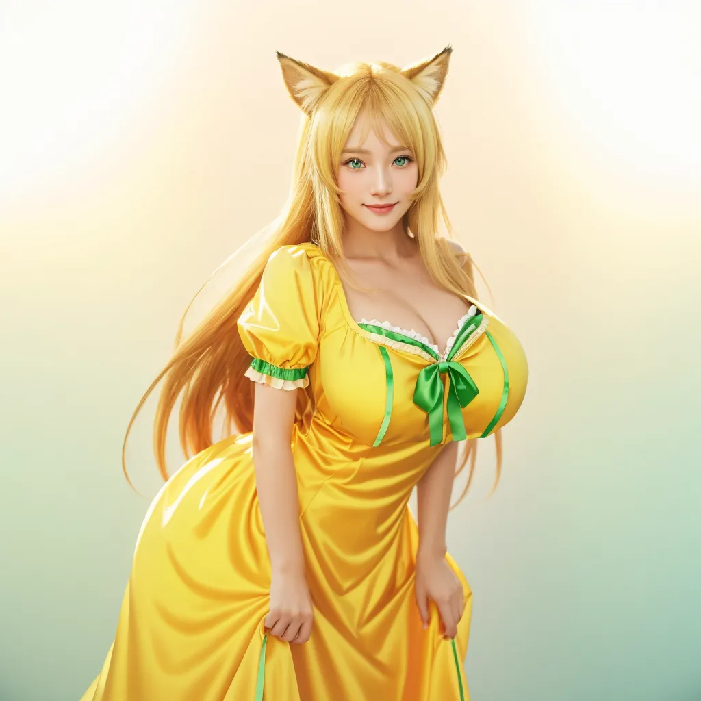 ((best quality)), ((masterpiece)), (detailed), perfect face, fox lady, pretty woman, public, A tail is growing, She has a fluffy tail, She has a fox tail, She wags her tail, smile, fur collar, She only has one tail, Thick thighs, Smiling with teeth showing, Her thighs are thick