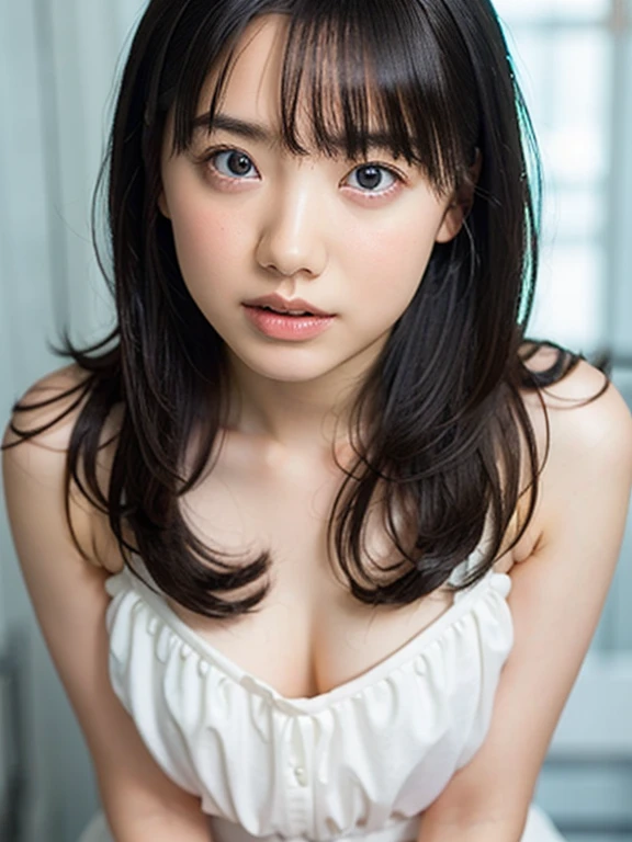 sleep1人の女の子(Very detailed image quality)極realistic skin texture、extremely detailed face(butt length hair、very long curly hair、Beautiful moist and manageable hair、smooth hair)((bright smile))、stare(Sexy 15 year old girl、small face、extremely beautiful face、natural makeup)(fair skin)(Glitter eyes)smooth skin、realistic skin texture ((interior old western building、Old floors、Bedroom、Are sleeping))(((black dress with zip in the middle、Micro Mini Length、The zip is boldly lowered、Breasts that look bold)))((Knee-high socks))((sleep、Can be seen below the knee))erotic pose、Stand up your legs、Extremely beautiful armpits、round beautiful breasts、beautiful cleavage、thin waist、constriction:1.2、big ass、Movie Writing、reflex board、face light、raise your arms、((((sleep:1))))(((Full body shot from above)))