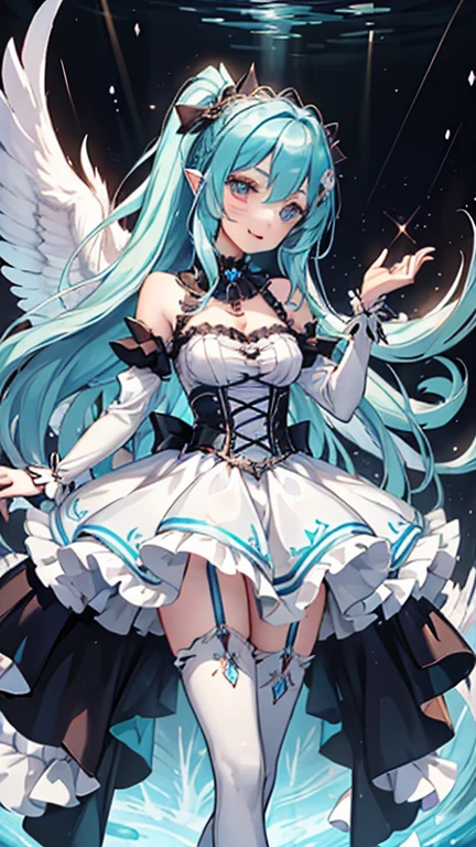 hyper precise and hyper detailed illustrations,
light blue long hair,cat angel,shota,