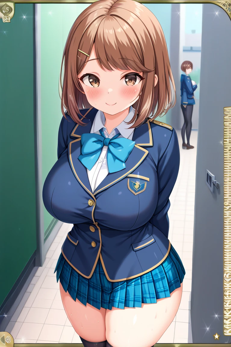 1girl,solo,embarrassed,blush,cowboy shot,(school uniform:1.2),<lora:zemimama_xl:1>,zemimama,school,school bag,classroom,best quality,