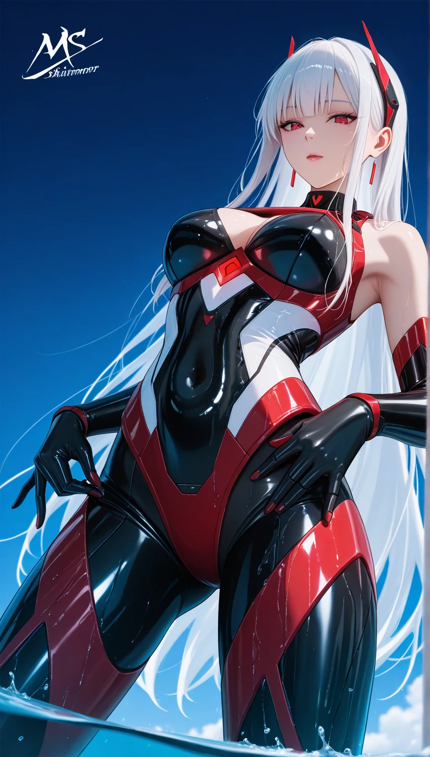 ((((masterpiece, 32K, high quality, very_high_resolution, large_filesize, full color)))), ((nsfw)), (((Hatsune Miku VOCALOID))), (twintails), ((long hair)), ((grey skin:1.4)), (silver metal hair), ((full nude)), upper body, (Limb restraints with arms outstretched), be taken in by a machin, ((Mechanical tentacles entwine around the body)), the body is part of the machine, fear and despair, both eyes closed, The body surface is dyed with a silvery film, silver skin, silver hair,restrained, (The machine takes in the girl), The lower body is assimilated with the machine, Ultimate physical beauty, ((inside the dark gundam cockpit)), (body glowing silvery), (super detailed skin), high resolution, anime style, (body_unite), (tentacles), (liquid metal girl)