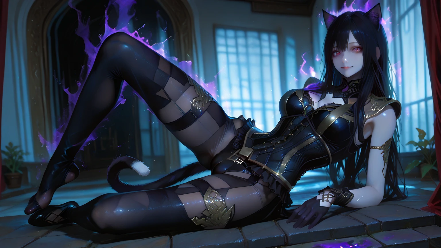 Best quality, masterpiece, highly detailed, Sexy female demon, black background, blue energy magic, blueglowing eyes, pale skin, dynamic pose, kawaii, fit build, gorgeous perfect face, in the style of realistic and hyper detailed renderings, zbrush, hyper realistic oil, contoured shading, dark scene, darkness, cleavage, huge breasts, slim waist, solo,