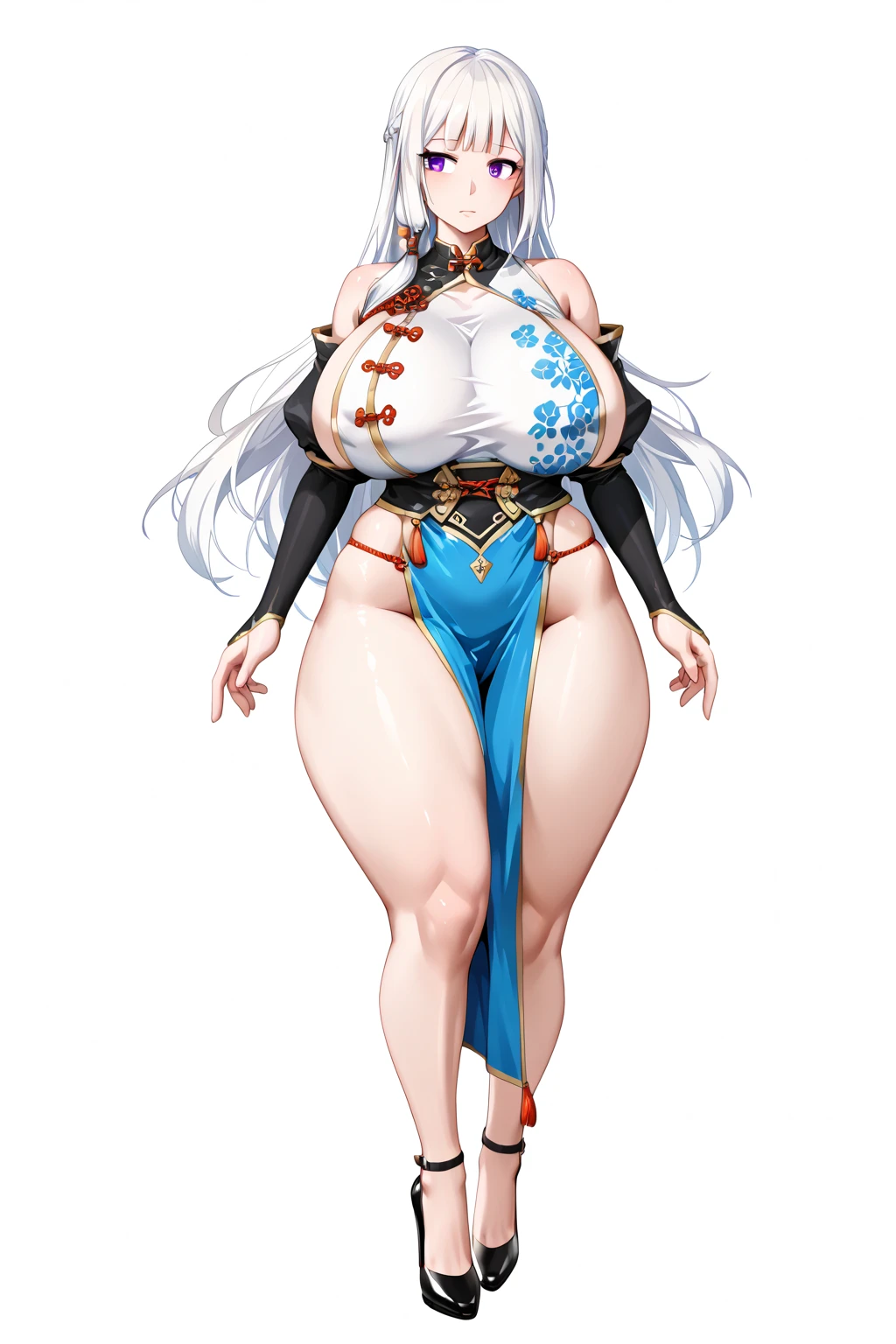 (masterpiece), best quality, female warrior, huge girl, female muscular:1.2, ((long hair:1.6)), (silver hair), big breast, (curvy:1.7), (((blank background))), ((full body)), fingerless gloves, sandals, sleeveless, covered nipples, detailed dress, ((straight hair:1.5)), (very thin hair:1.5), ((camel toe)), corset, bare legs