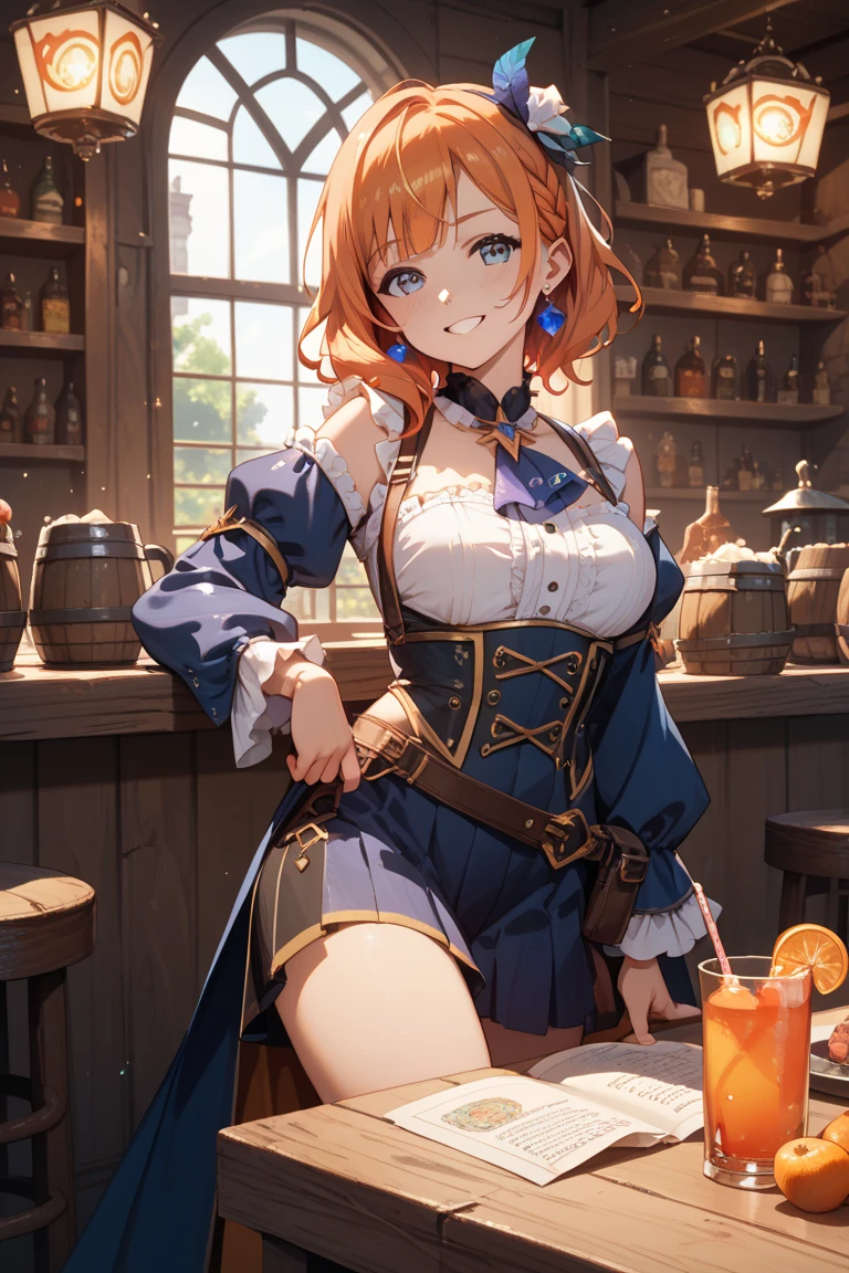 (fantasy:1.5),(8k,masterpiece, top quality, best quality,beautiful and aesthetic:1.2,professional illustrasion:1.1,ultra detail:1.3,perfect lighting),extremely detailed,highest detailed,incredibly absurdres , highres, ultra detailed,intricate:1.6,(Alchemy Workshop:1.4),A girl mixing,Medicine in many small bottles,holding small potion,colorful:1.4,zentangle,(a girl 26yo old),(cute girl),pointed chest:1.3,(double breasted:1.2,under bust:1.2), Amazing Cleavage:1.3, thin waist, big ass, Raised sexy, small breast: 1.2 posed cleavage:1.2,(female alchemy),(highly detailed beautiful face and eyes,firm breasts),oily skin,((bronde hair, long pony tail hair)),thin pubic hair,cute,lovely,beautifuk alchemist costume,smile,in the Alchemy Workshop,smile,seductive weak smiling,(with sparkling eyes and a contagious smile),open mouth, Looking at Viewer,