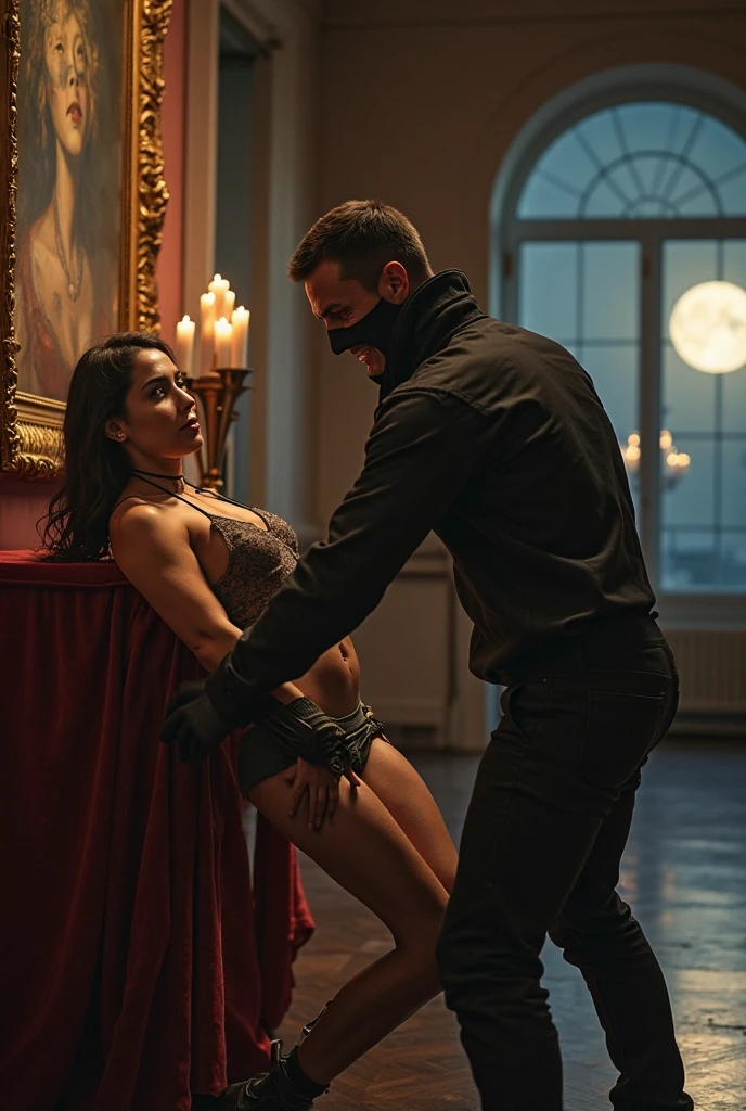 (8k, photo, best quality, masterpiece, erotic, homoerotic, beautiful eyes, claws, ballet tights, crotch bulge, ballet style:1.35), (androgynous male, depraved villain, Ivan the Terrible kills his son, ballet:1.5)
