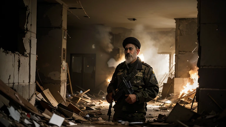 (realistic:1.3), finely detailed, quality, rembrandt lighting, Soviet female soldier Resting below a destroyed building in siberia, sitting with leg crossing, cinematic, drama, documentation, realistic, sharp detail, masterpiece of photography, dramatic, holding a mosin Nagant, one picture, big breast, dynamic view