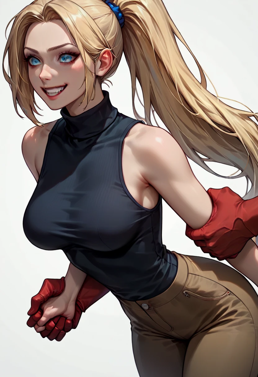 1 woman,(Ultra Colossal 1.8),Muscular beauty、Muscle Beauty、Martial arts、Street Fight、Dynamism、The highest image quality、Ahoge、braid ponytail、Does not expose the skin、Refreshing smile、Noir、Underworld、Heart stick、