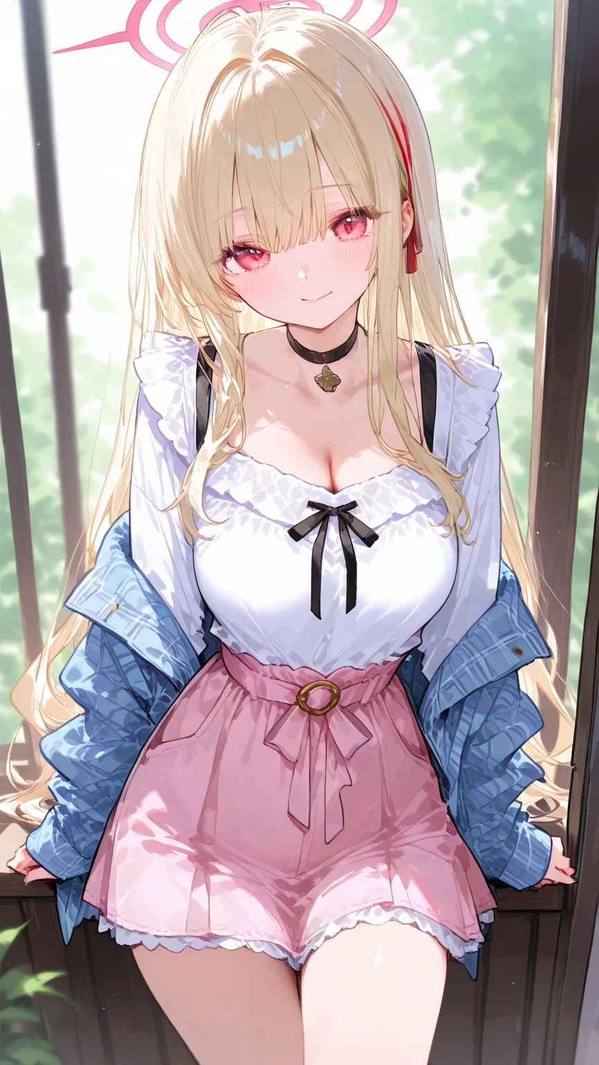 1 girl, alone, Outdoor, NFSW, Beautiful details, 16k, masterpiece, Very detailed, beautiful girl, 24-years-old, blonde chignon hair, Hunter Dress, (panty flashing), Focus on the woman's crotch'pants, ((Pink panties with feminine details and shiny padded lace)), (She was squatting and、The panties are clearly visible.), panty flashing