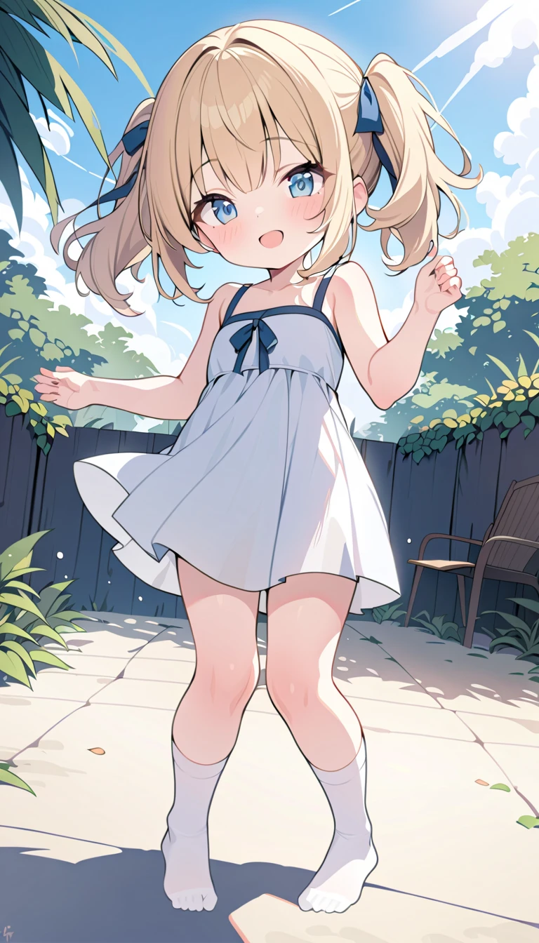 Highest quality, masterpiece, Ultra-high resolution, (Realistic:1.4), RAW Photos, Intricate details, Big beautiful eyes, Perfect contours, masterpiece, One Girl, ((Middle school students)), Braided Bob, chest is medium size, Competitive swimmer, (one piece, turtleneck,Sleeveless swimsuit), Clear metallic green swimsuit, 　tight high leg swimsuit, ((back view:1.3, looking over shoulder:1.3, shoot from below:1.3)), Portraiture, View your viewers, Outdoor swimming pool, Partially submerged, Wet Skin, smile, (Underarm)