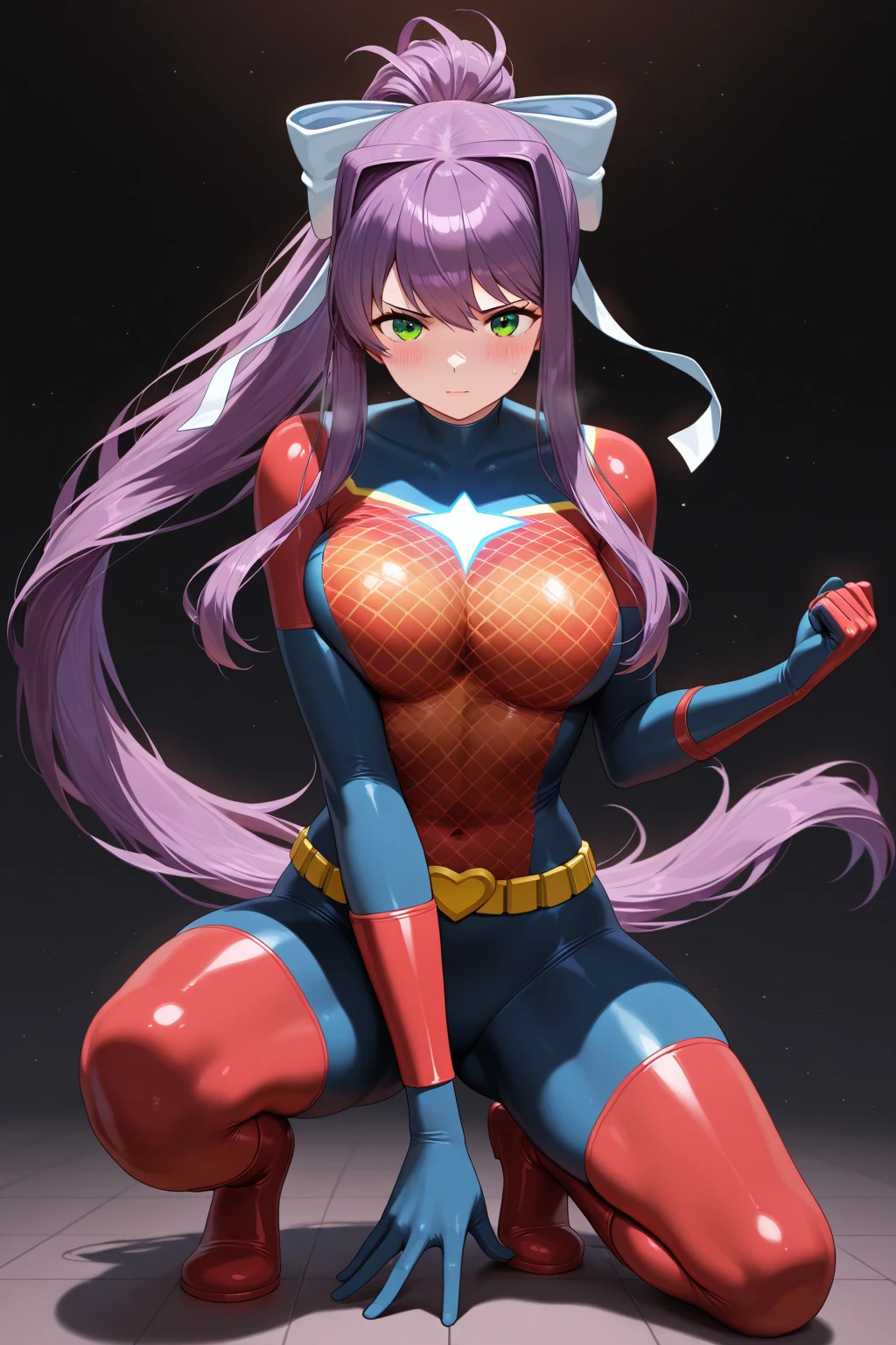 cowboy shot, d.va, peace sign, long hair, ribbed bodysuit, clothes writing, arrogant smirk, cherry blossoms in background, sunlight,best quality, big breasts, breasts grab, blush